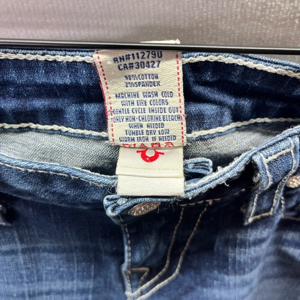 True Religion‎ Straight Leg Jeans Womens 29 Waist Stretch Blue Denim Cute 2132 - Picture 3 of 13